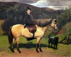 Janet Florence Menzies (lady Bridges) On A Pony In A Landscape