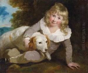 Portrat Eines Knaben Mit Hund, Vor Landschaftshintergrund by Sir Francis Grant