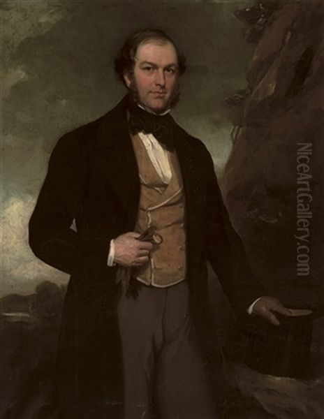 Portrait Of James Beech In A Black Coat And Tan Waistcoat - view 1