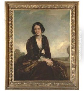 Portrait Of Lady Caroline Stirling (d. 1898), Three-quarter-length, Seated, In A Brown Dress