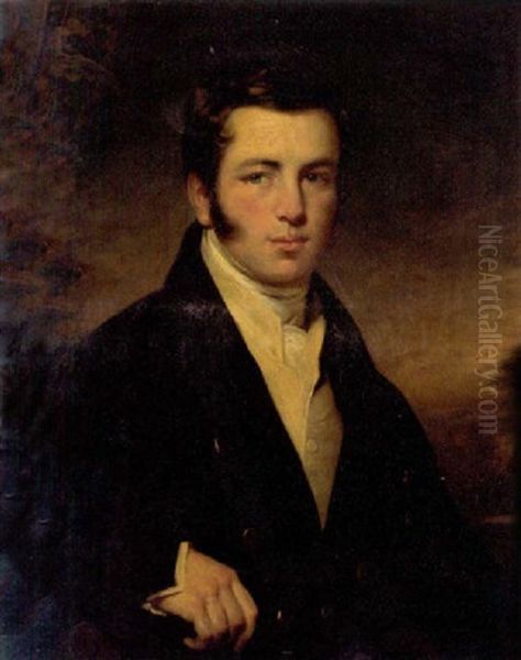 Portrait Of A Gentleman In A Black Jacket And White Waistcoat - view 1