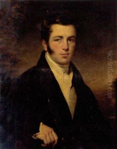 Portrait Of A Gentleman In A Black Jacket And White Waistcoat by Sir Francis Grant