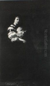 A Mother And Child Fleeing By Night