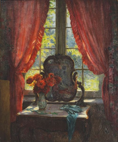 Interior With Mirror And Chrysanthemums - view 1