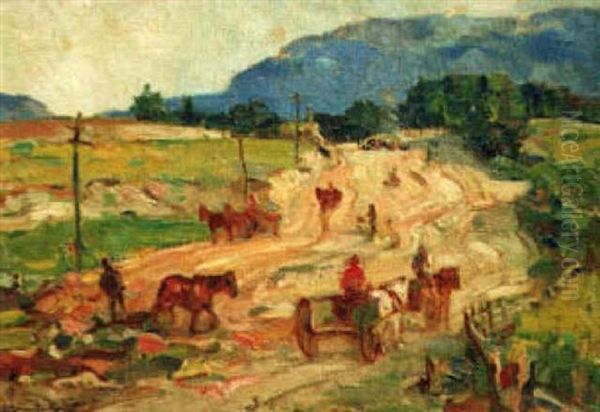 Cart And Figures On A Road - view 1