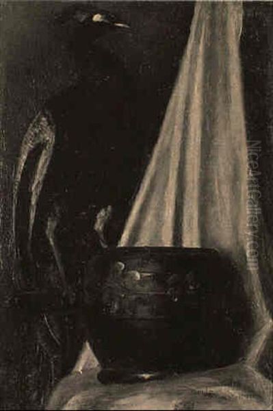 Interior With Peacock And Japanese Bronze Bowl - view 1