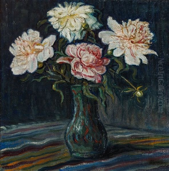 Piwonie W Zielonym Dzbanie - view 1