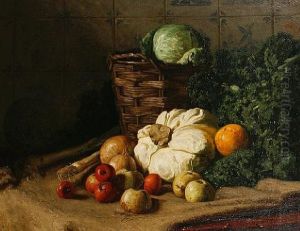 A Still Life Of Vegetables by August Johannes le Gras