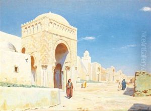 Promeneur Devant La Mosquee De Kairouan