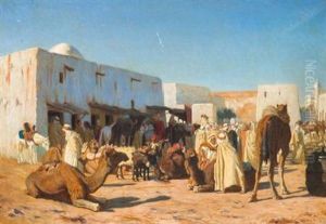 Kamelmarkt In Tunesien by August-Jean-Francois-Jean-Baptiste le Gras