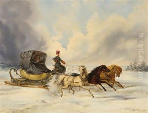 Eine Schlittenfahrt Durch Die Russische Steppe by Otto Grashof