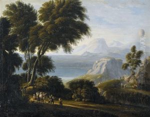 Italienische Kustenpartie Mit Einer Charliere by Karl Gotthard Grass