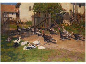 Der Stolze Einzug Der Truthahne In Den Huhnerhof by Franz Graessel