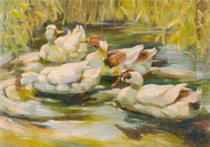 Enten Im Schilf by Franz Graessel