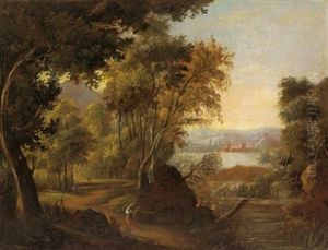 Bewaldete Flusslandschaft by Johann Georg Dominikus Grassmayr