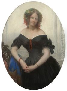 Portrait De Femme Vetue D'une Robe Noire Et Perles De Corail Portrait De Femme Vetue D'une Robe Noire Et Perles De Corail