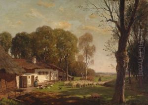 Landscape With Farm by Theodor Graetz