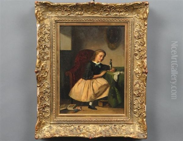 Genre Scene With Young Child And Dolls - view 1