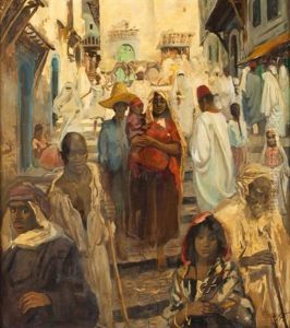 Famille Dans Les Escaliers De La Casbah D'alger