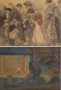 Dans La Loge De Theatre (various Sizes, 2 Works) by Gerardus Hendrik Grauss
