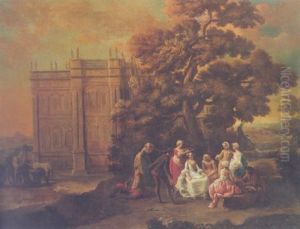 An Elegant Company Relaxing In The Grounds Of A Villa