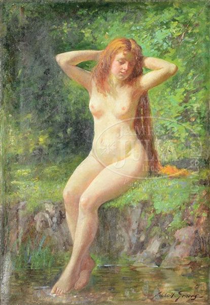 Red Haired Bather By A Stream - view 1