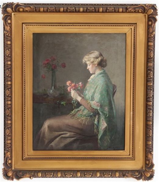 Seated Woman With Flowers - view 1