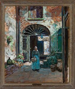 Courtyard At 726 St. Peter St., New Orleans by Abbott Fuller Graves