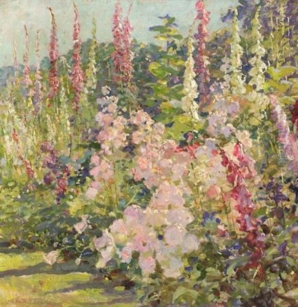 Hollyhocks - view 1