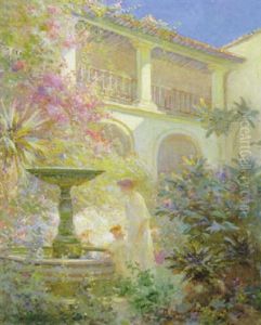 Garden Scene With Fountain Garden Scene With Fountain