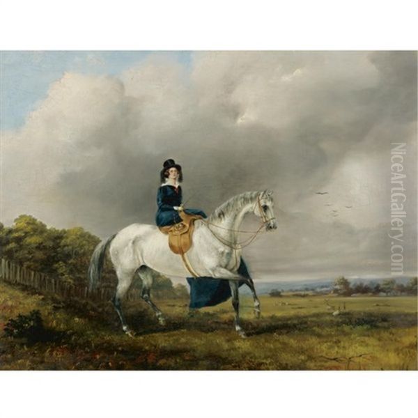Mrs. Lowe On A Grey Horse - view 1
