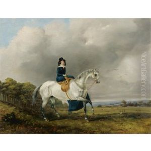 Mrs. Lowe On A Grey Horse by Henry Richard Graves
