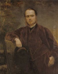 Portrait Of Sir Charles Du Cane Wearing A Brown Coat, His Gun At His Side