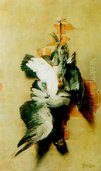 Still Life Of Birds Hanging From A Nail - view 1