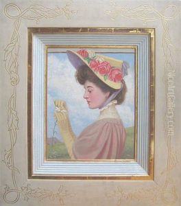 Brustbild Einer Jungen Dame Im Profil, Eine Margerite In Den Handen Haltend by Kate (Kathryn) Gray