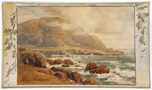 Coastal Scene With A Holly Leaf Border Coastal Scene With A Holly Leaf Border