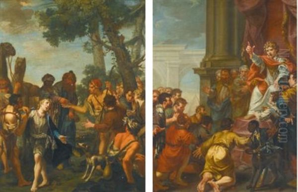 Joseph's Brothers Selling Him Into Slavery; Joseph's Brothers In Egypt (pair) - view 1