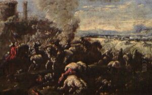 Combats De Cavalerie (pair) by Ercole Graziani the Younger