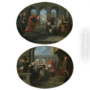 Esther Interceding With Ahasuerus To Spare The Jews (+ Esther Swooning With Relief At The Clemency Of Ahasuerus; Pair) by Ercole Graziani the Younger