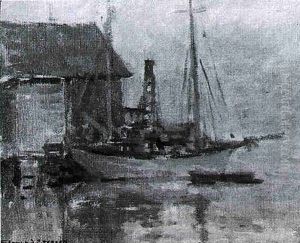 Sailboat At A Mooring by Edmund William Greacen