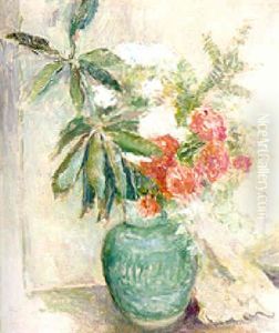 Flowers In Green Vase by Edmund William Greacen
