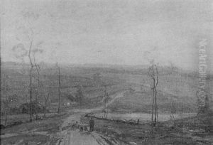 Panoramic Rural Landscape With Shepherd And Flock