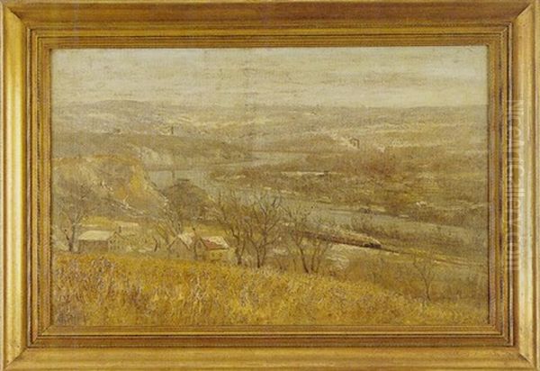 Pennsylvania Landscape With Winding River And Steel Mills - view 1