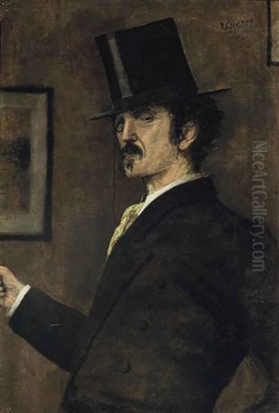Portrait Of Whistler, Half-length, With Monocle And Top Hat - view 1