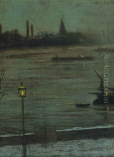 Thames Nocturne: Battersea Reach From Cheyne Walk - view 1