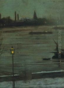 Thames Nocturne: Battersea Reach From Cheyne Walk