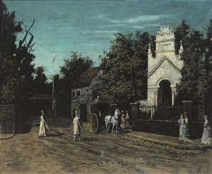Elegant Figures By A Gateway
