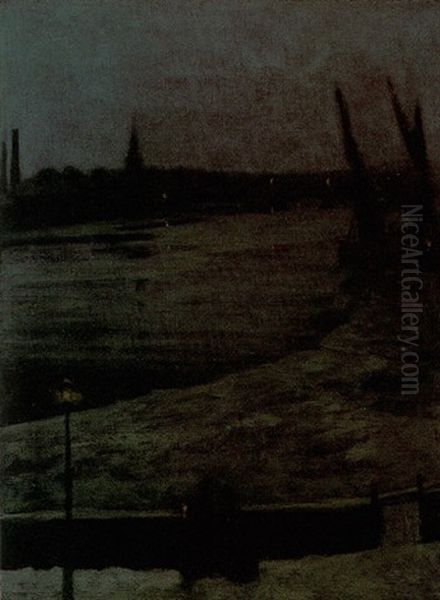 Nocturne: Battersea Reach - view 1