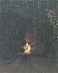Fireworks At Cremorne Gardens, Chelsea by Walter Greaves