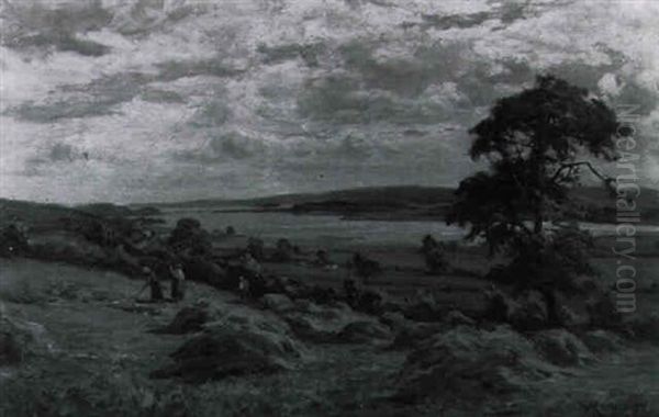 River Landscape With Figures Bailing Hay - view 1